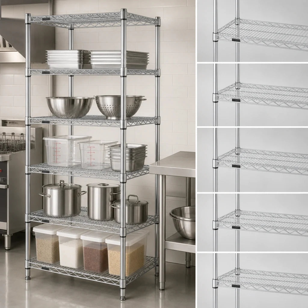 Eagle Group S5-74-1830C 5-Tier Stationary Wire Starter Shelving Unit, 30 x 18 x 74 Inches, Chrome-Plated