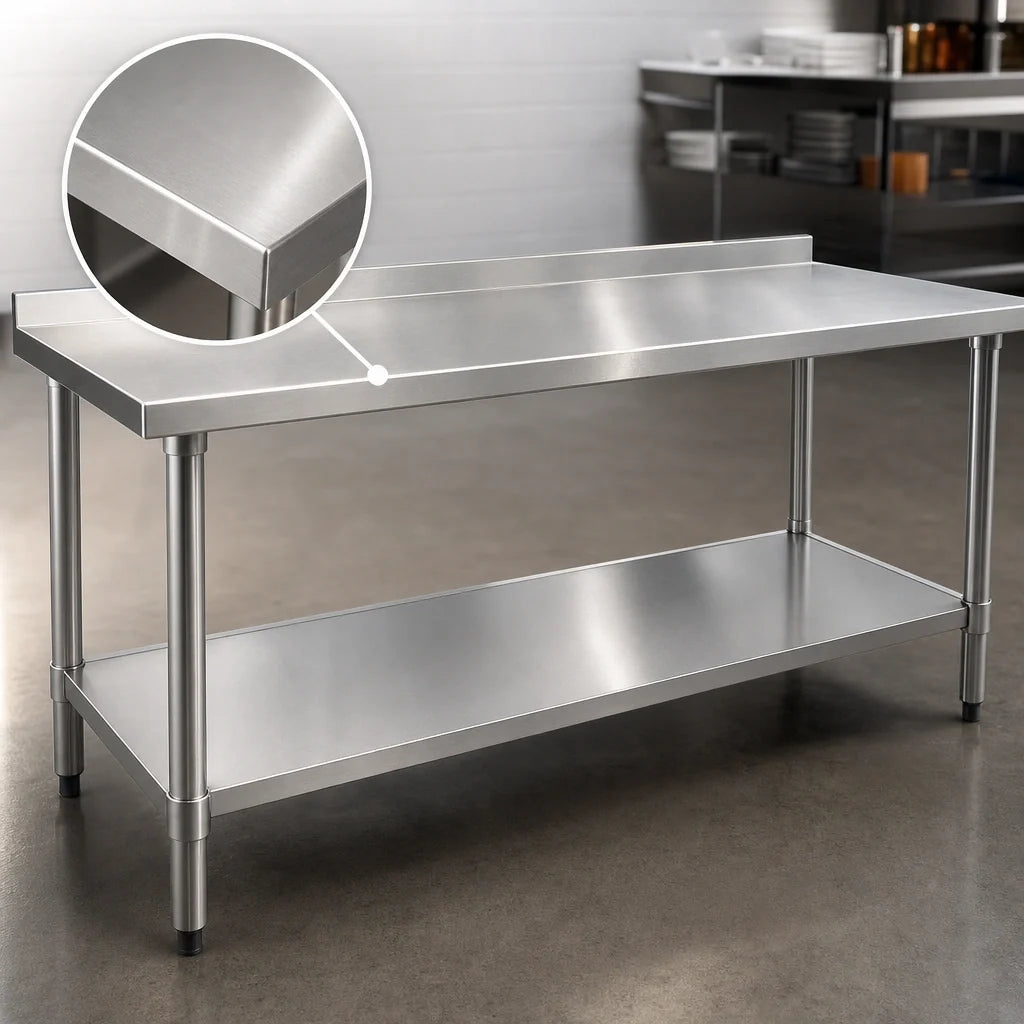 Eagle Group Budget Series UT3072SB 72" x 30" Stainless Steel Work Table with Rear Upturn, Open Base, and Adjustable Undershelf