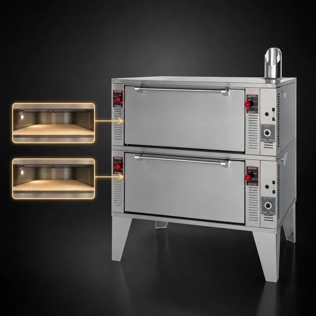 Garland GPD-60-2 Double Deck Gas Pizza/Baking Oven with Two 60 x 36-Inch Pyrorock Decks