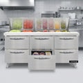 Continental Refrigerator Designer Line D72N27M-D 72" Three-Section Refrigerated Sandwich Prep Table, 6 Drawers, 27-Pan Capacity