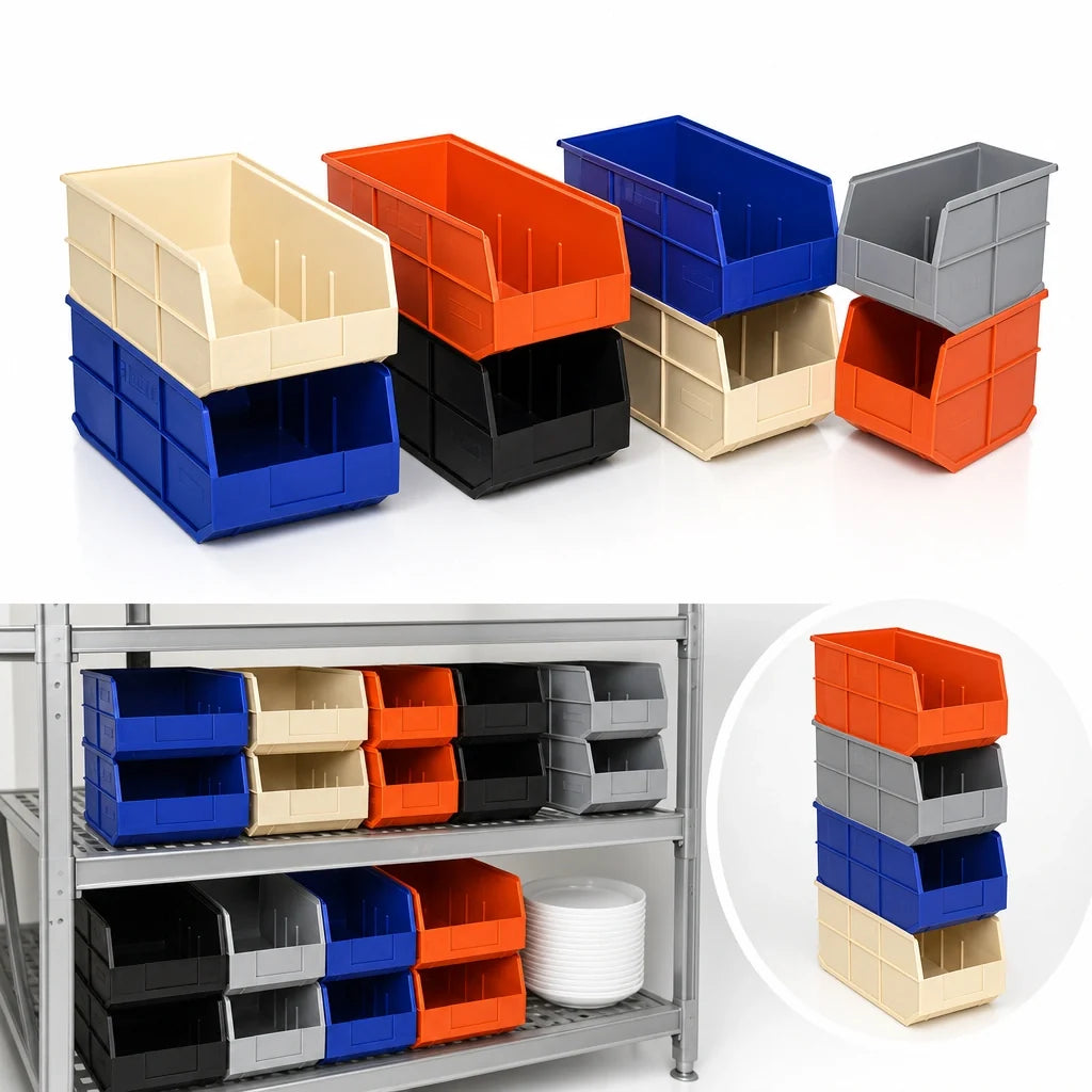 Quantum SSB483 Stackable Polypropylene Shelf Bin, 8-1/4"W x 20-1/2"L x 7"H, Autoclavable to 250°F Case of 6