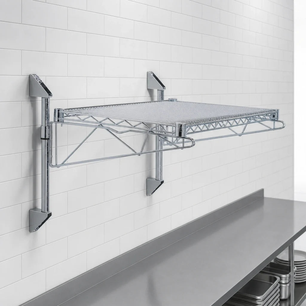 Quantum WC14-CB2460GY Cantilever Wall-Mount Wire Shelving Unit, 60"W x 24"D, Gray Epoxy Finish