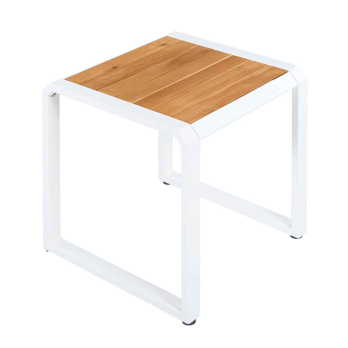 Outdoor Side Table with Teak Wood Top – Acacia & Iron Frame