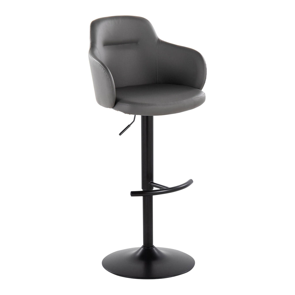 Contemporary Adjustable Barstool Set with Swivel - Rounded T Footrest - Dark Gray or Black
