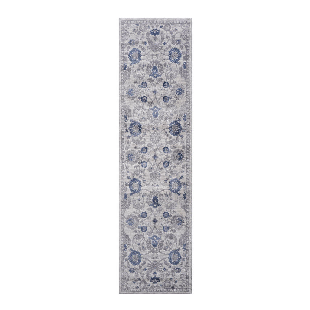 Oriental Runner Rug with Non-Shedding Polypropylene - Blue or Gray