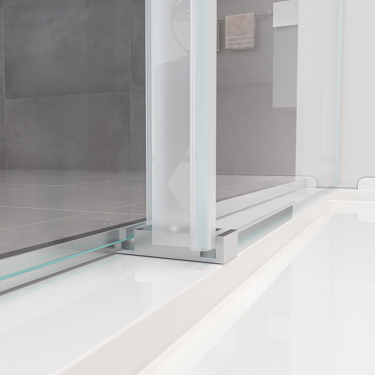 Double Sliding Frameless Soft-Close Shower Door with Brushed Nickel Finish