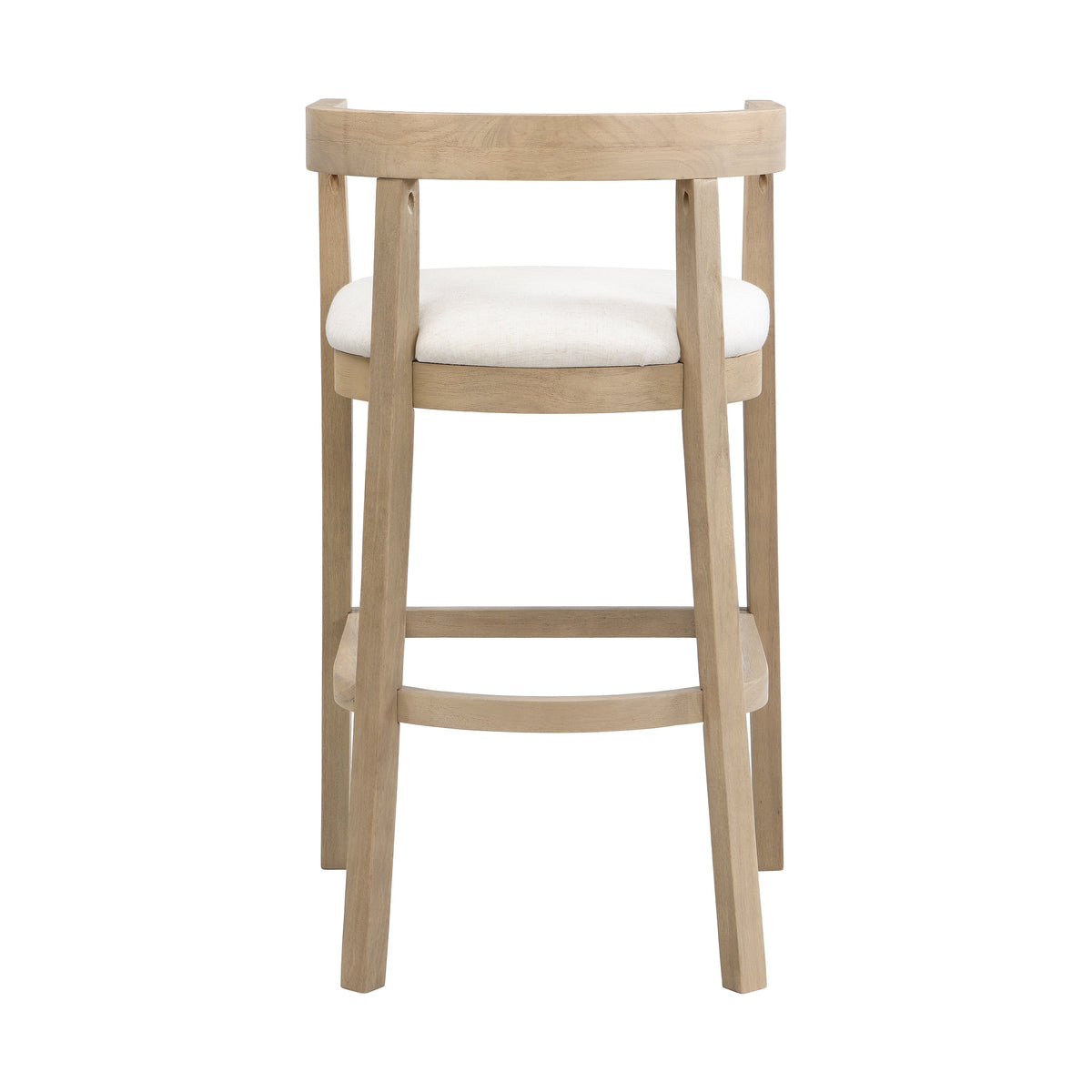 Modern Bar Stools Set of 2 with Upholstered Seats and Cutout Barrel Back - Beige