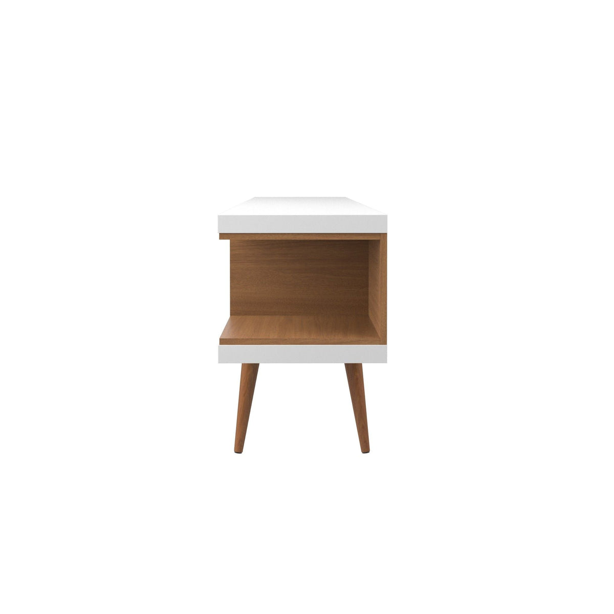 Mid-Century Modern TV Stand with Adjustable Storage - White