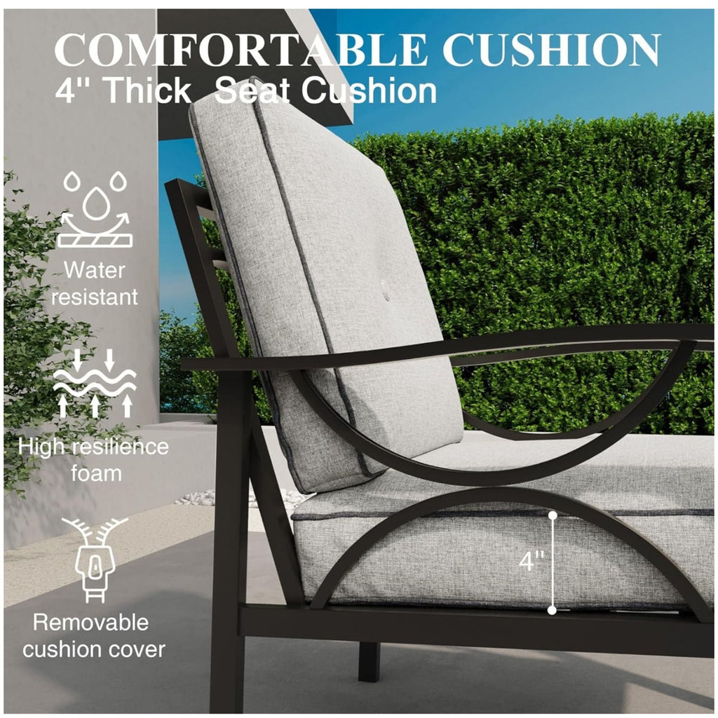 All-Weather Armchairs with Cushions, Modern Sculptural Design – Beige or Dark Gray