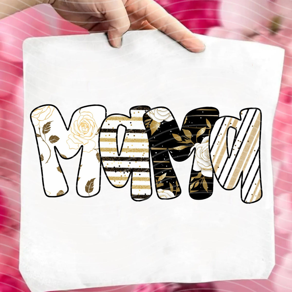 Mama Black and Gold Name Graphic Tee