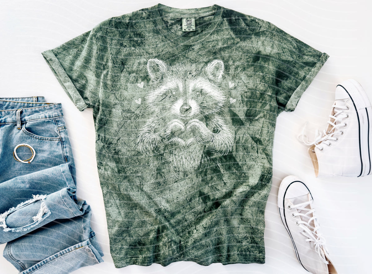 Black and White Raccoon Graphic Tee