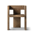Sculptural Block Accent Chair with Reclaimed Elm Construction - Brown