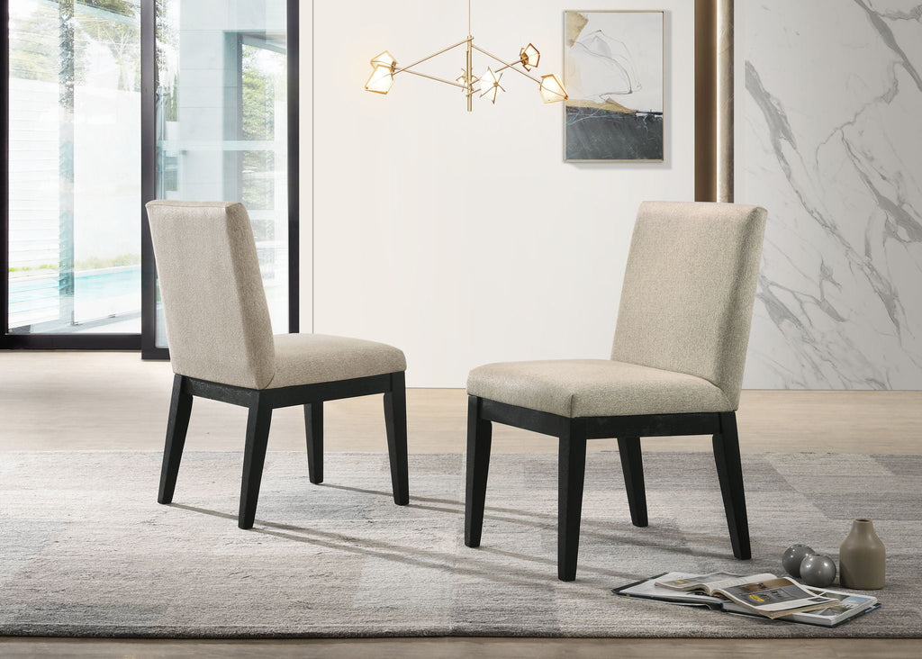 Contemporary Fabric Dining Chair Set with Comfortable Upholstery - Black