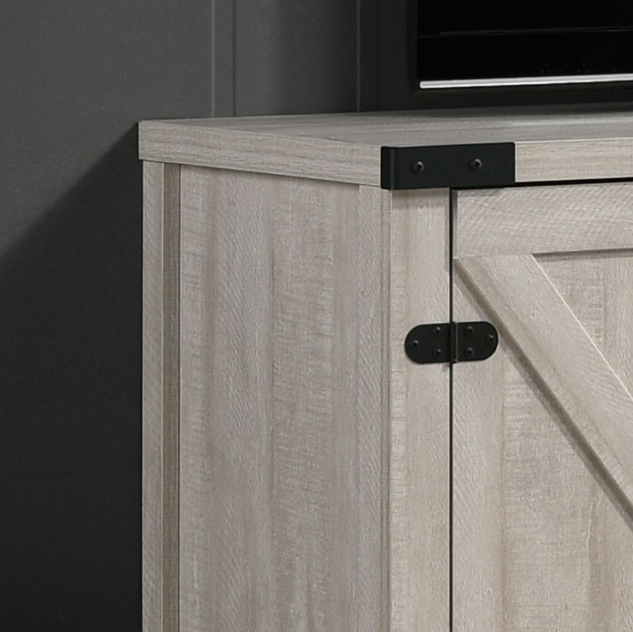58" Wide TV Stand with Open Shelves and Cabinets - Gray