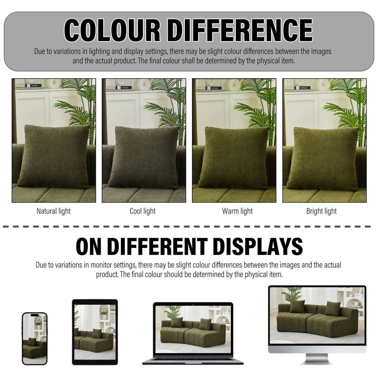Modular Sectional Sofa with 2 Pillows – Symmetrical Design