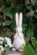 Textured Bunny Figurine with Iron Construction - White