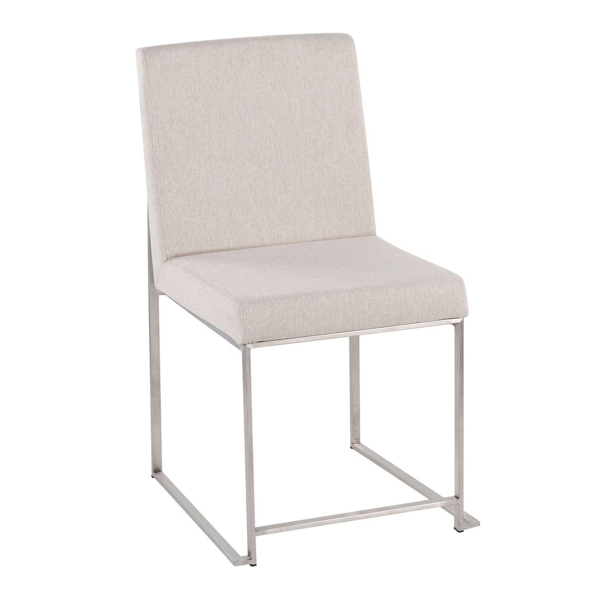 Contemporary High Back Dining Chair Set of 2 with Padded Upholstery - Dark Gray or Beige