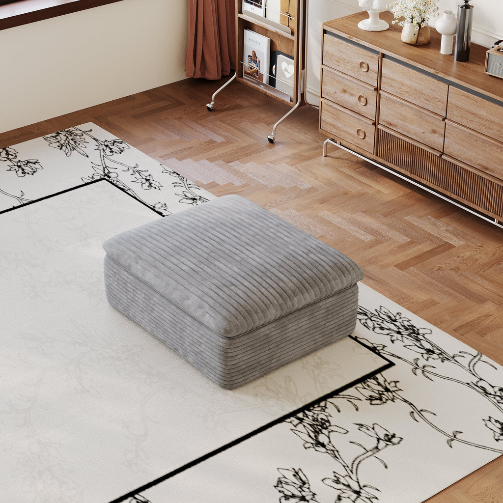 Versatile Fabric Ottoman with Modular Design - Neutral