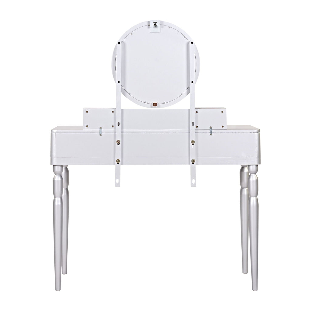 Luxury Vanity Desk with Height Adjustable Mirror - Silver