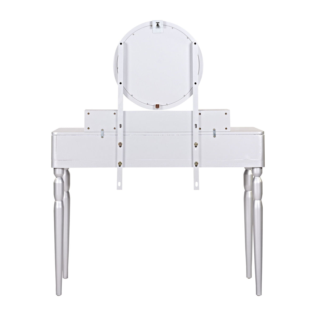 Luxury Vanity Desk with Height Adjustable Mirror - Silver