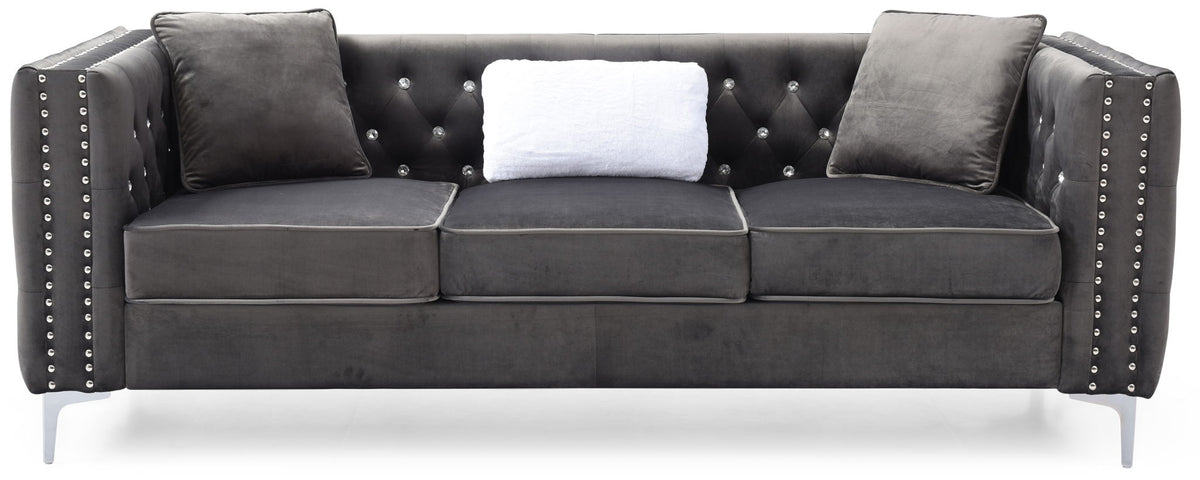 Paige Tufted Sofa with Faux Diamond Buttons - Multiple Colors