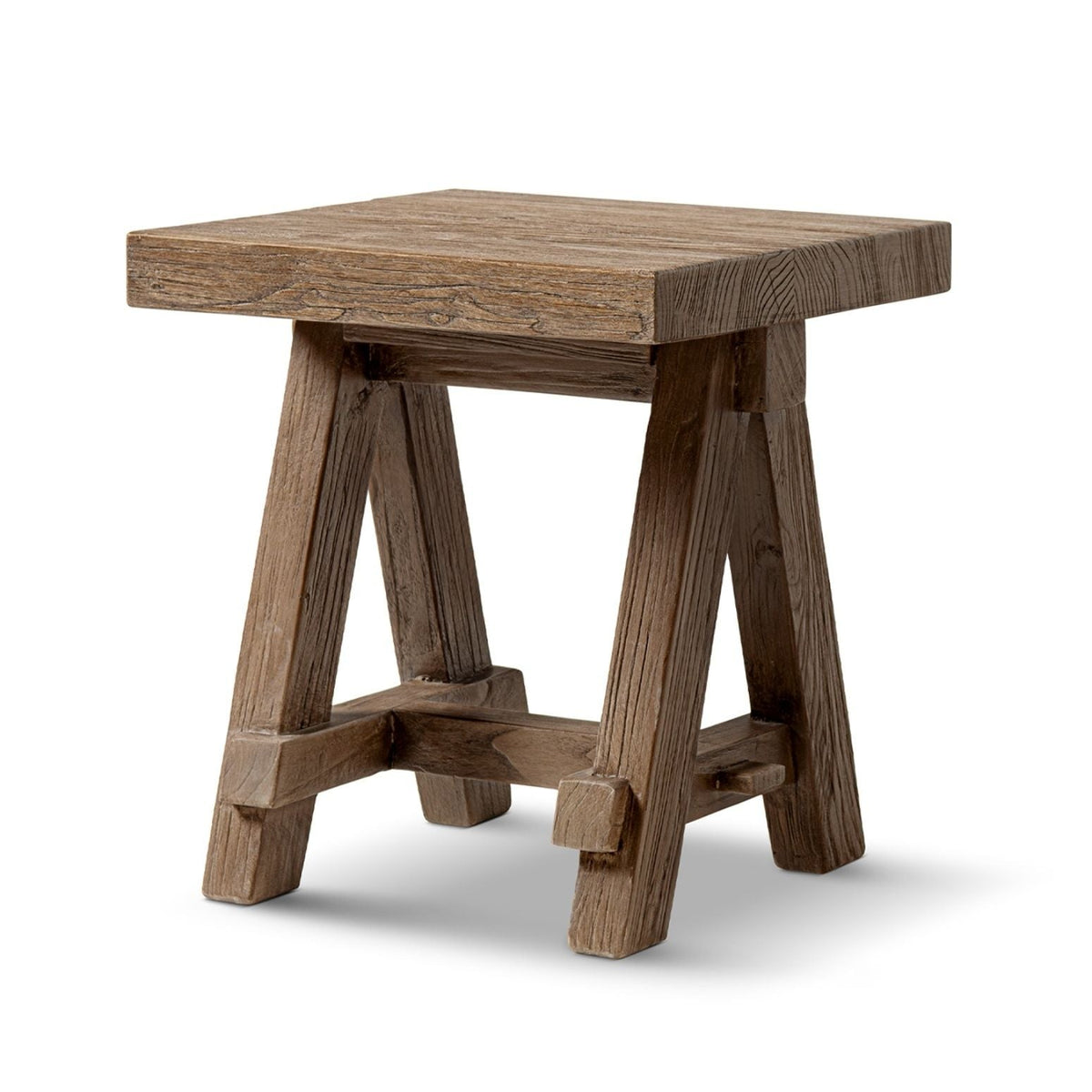 Trestle Coffee Table with Solid Reclaimed Elm Construction - Dark or Light Brown