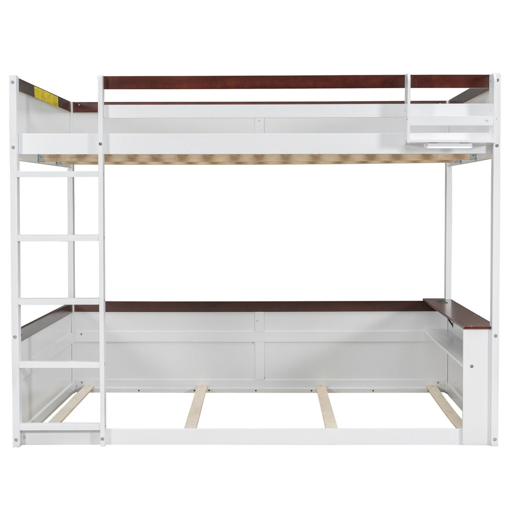 Bunk Bed With Built-In Shelves, Storage Box, LED Light And USB Charging Station