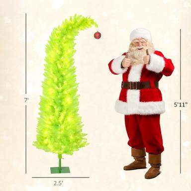 84 Inch Whimsical Christmas Tree with Pre-Lit LED Lights - Green