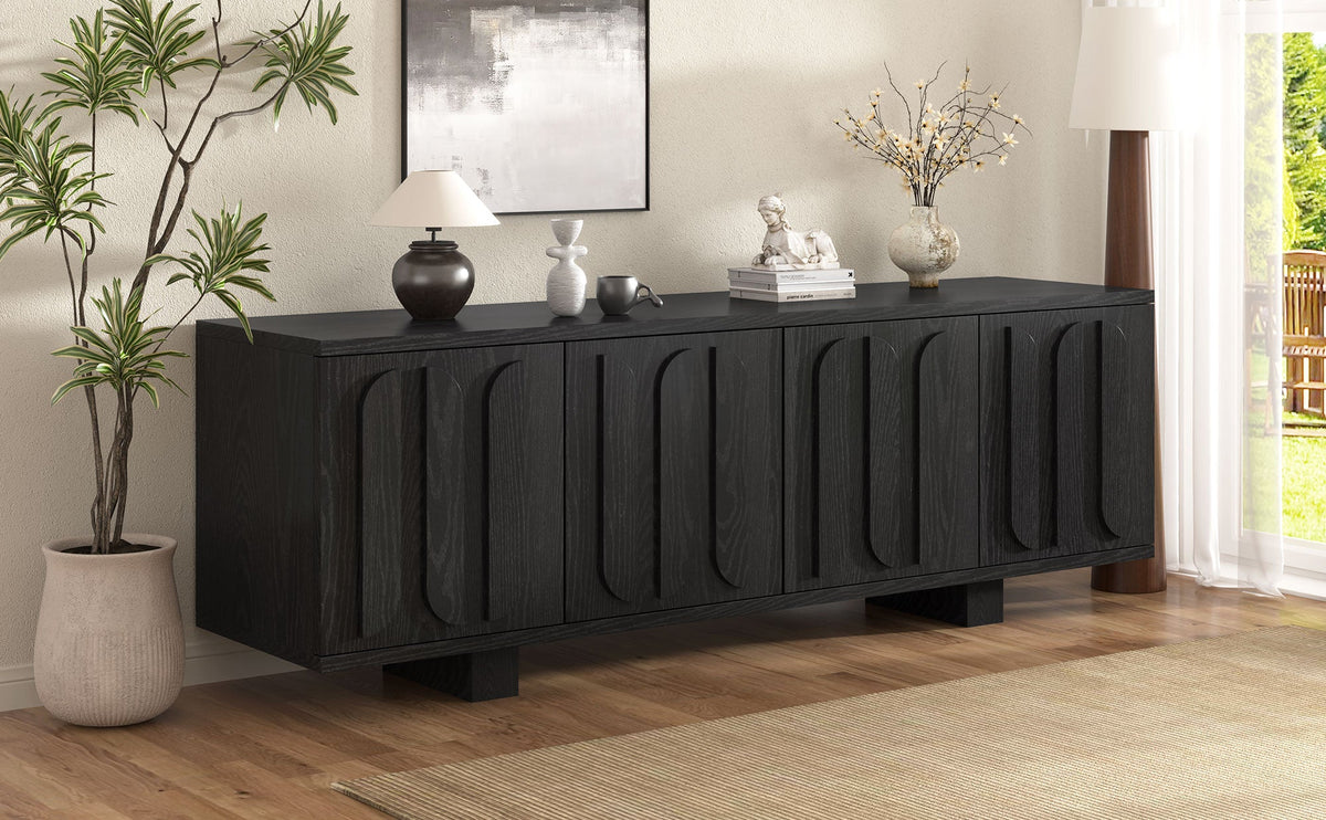 Farmhouse TV Stand with Adjustable Shelves - 63" Wide