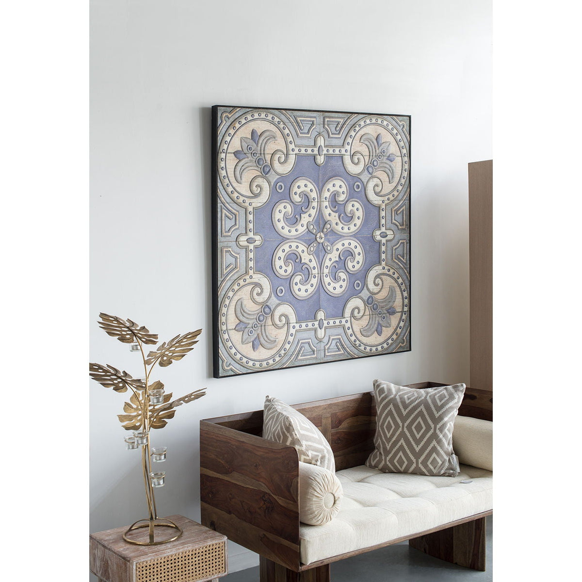 Large Wall Art Panel with Refined Pattern - Multicolor