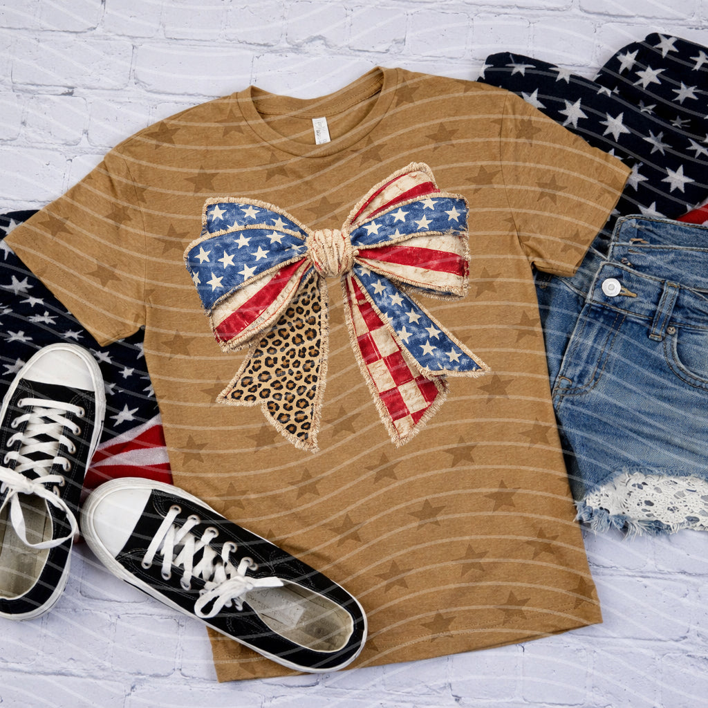 Leopard Flag Bow Graphic Tee