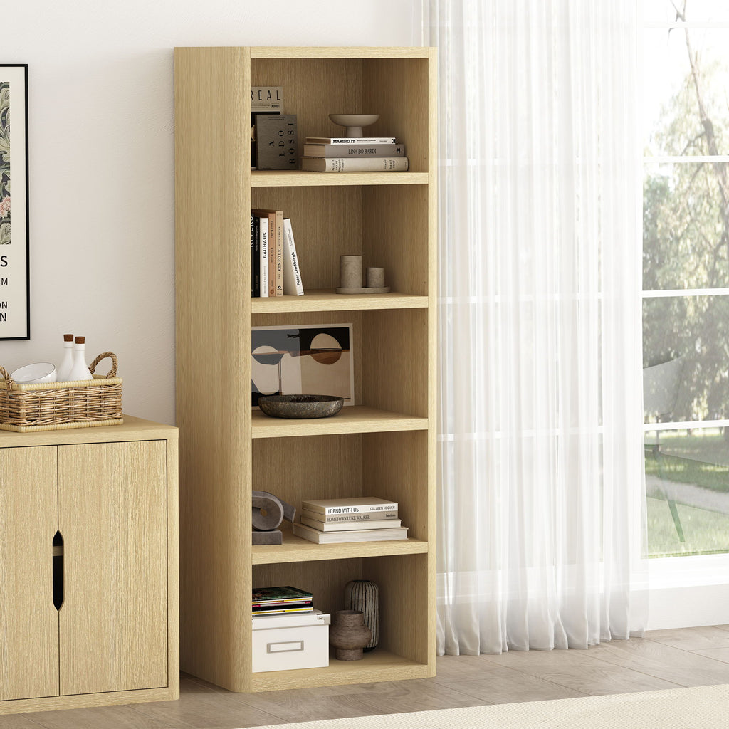 Open Bookcase with Adjustable Shelves - 79" High - Black, Light Brown, Dark Brown
