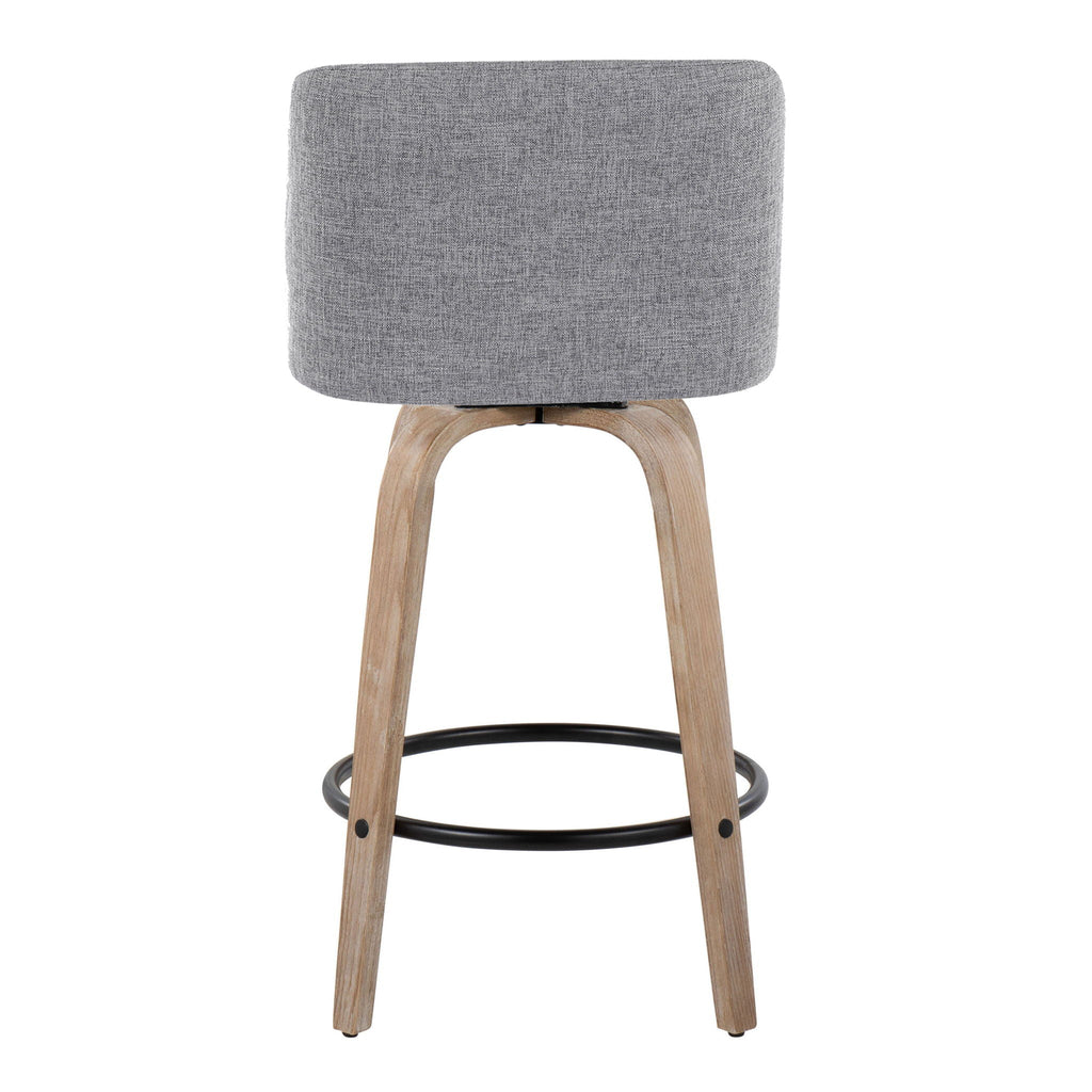 Toriano - Contemporary Fixed-Height Counter Stool & Swivel with Round Footrest (Set of 2)