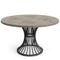 Round Dining Table for 4–6 with Sculpted Metal Base - Gray/Black