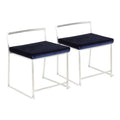 Contemporary Stackable Dining Chair Set with Metal Frame - Blue or Black