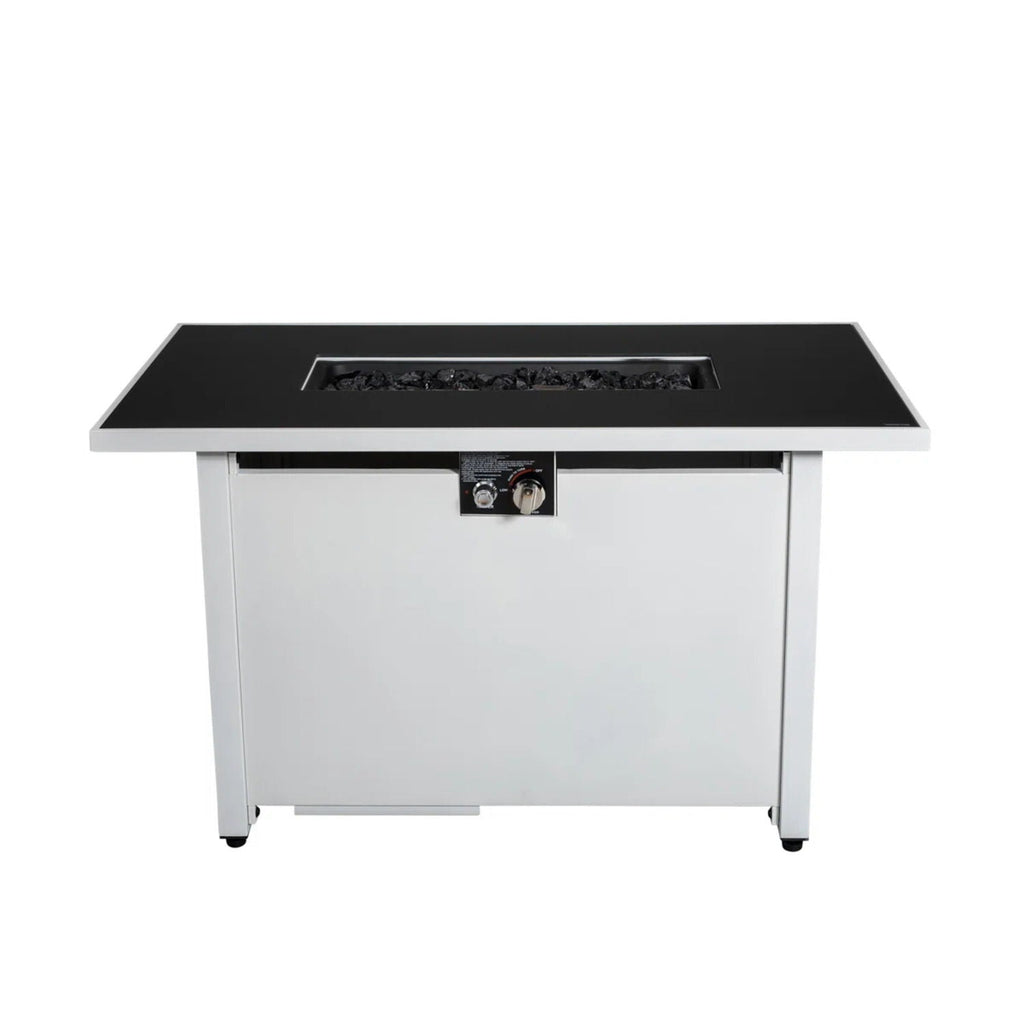 Outdoor 43" Rectangular Fire Pit Table with Adjustable Flame Control - White