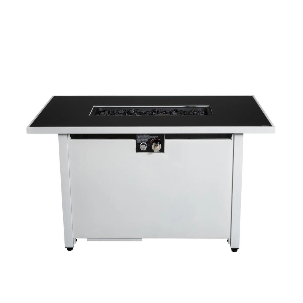 Outdoor 43" Rectangular Fire Pit Table with Adjustable Flame Control - White