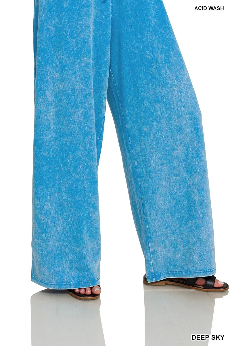 Zenana Acid Washed Strapless Tube Top Jumpsuit