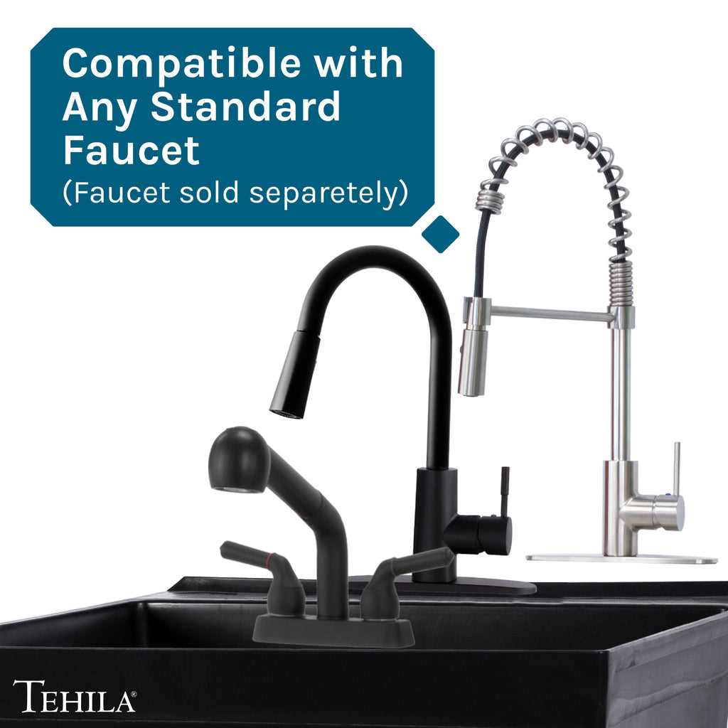 Tehila Standard Wall-Mounted Black Utility Sink, No Supply Lines