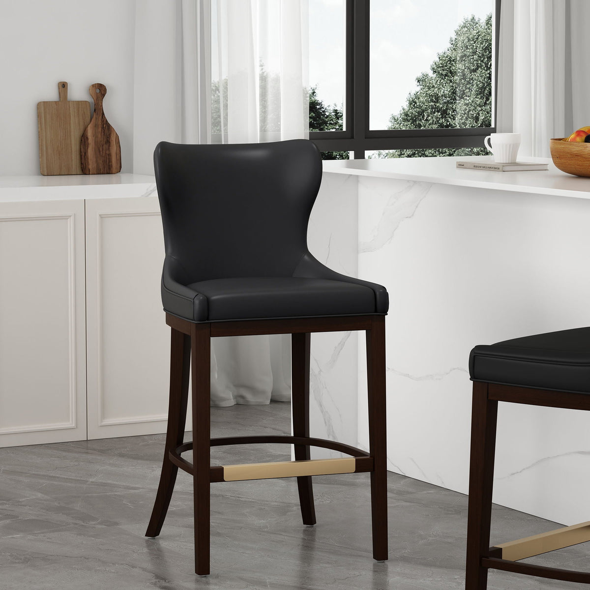 Bar Height Barstool with Backrest - White, Gray, Black