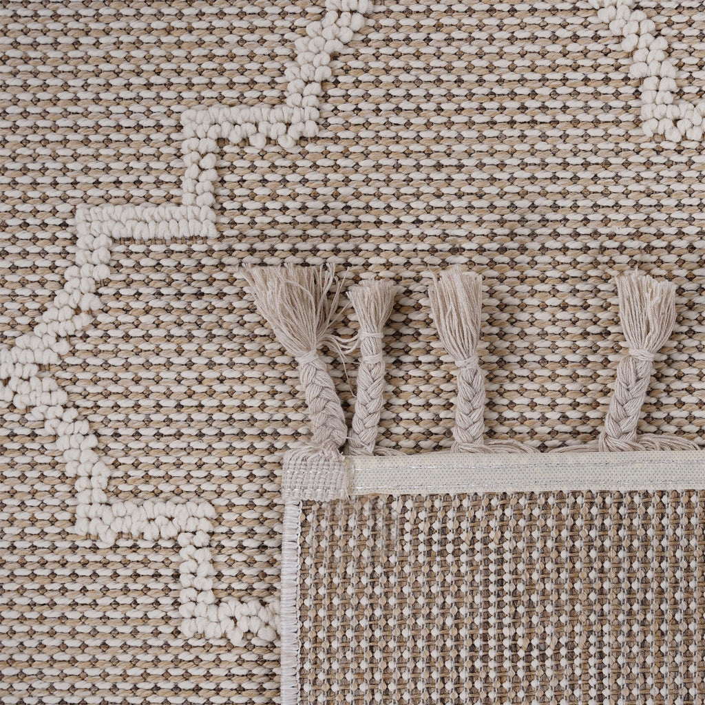 Guros Collection 4' x 6' Area Rug with Stain-Resistant Polypropylene - Ivory or Grey+White