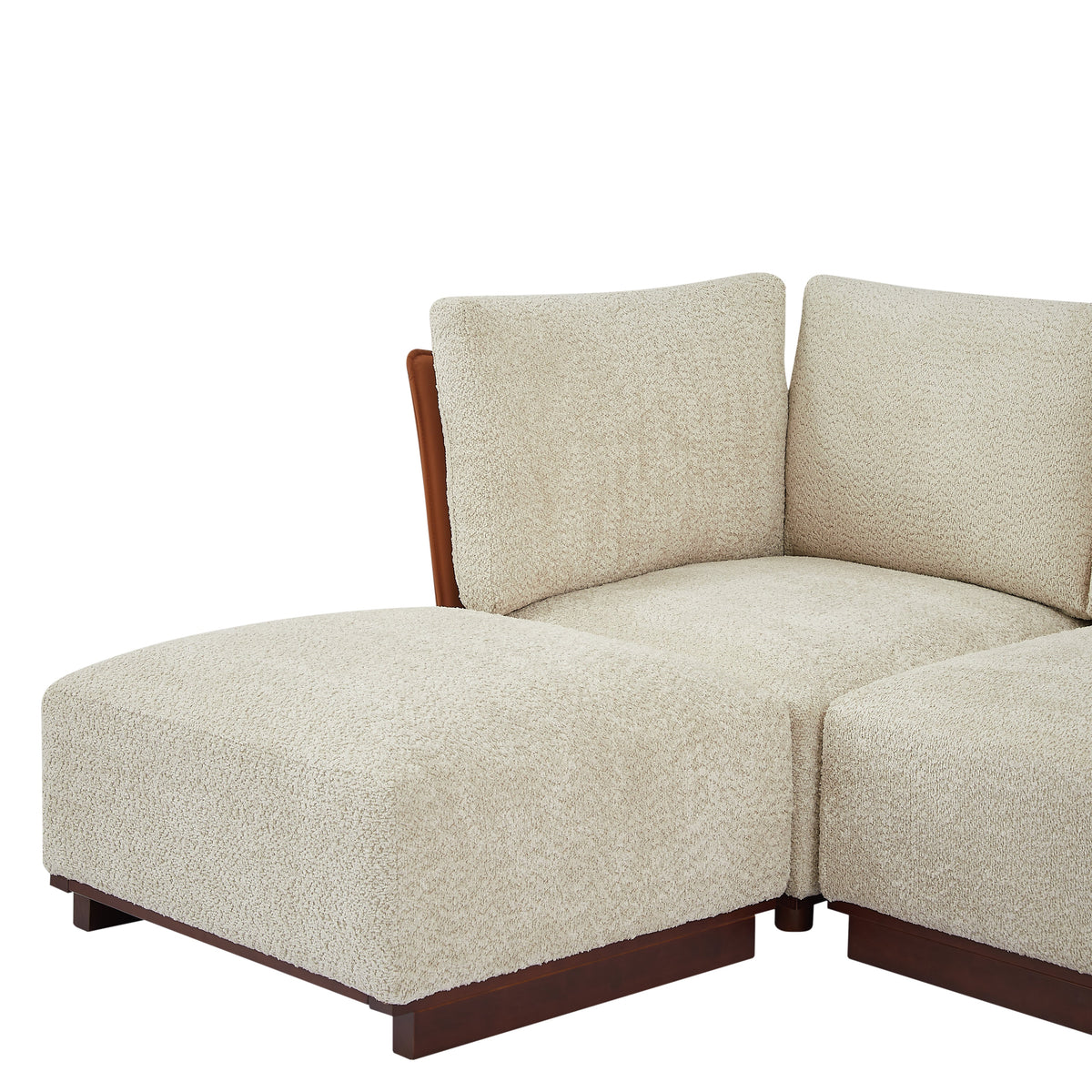 Velora 4-Piece L Shaped Boucle Sectional Sofa with Modular Design - Cream