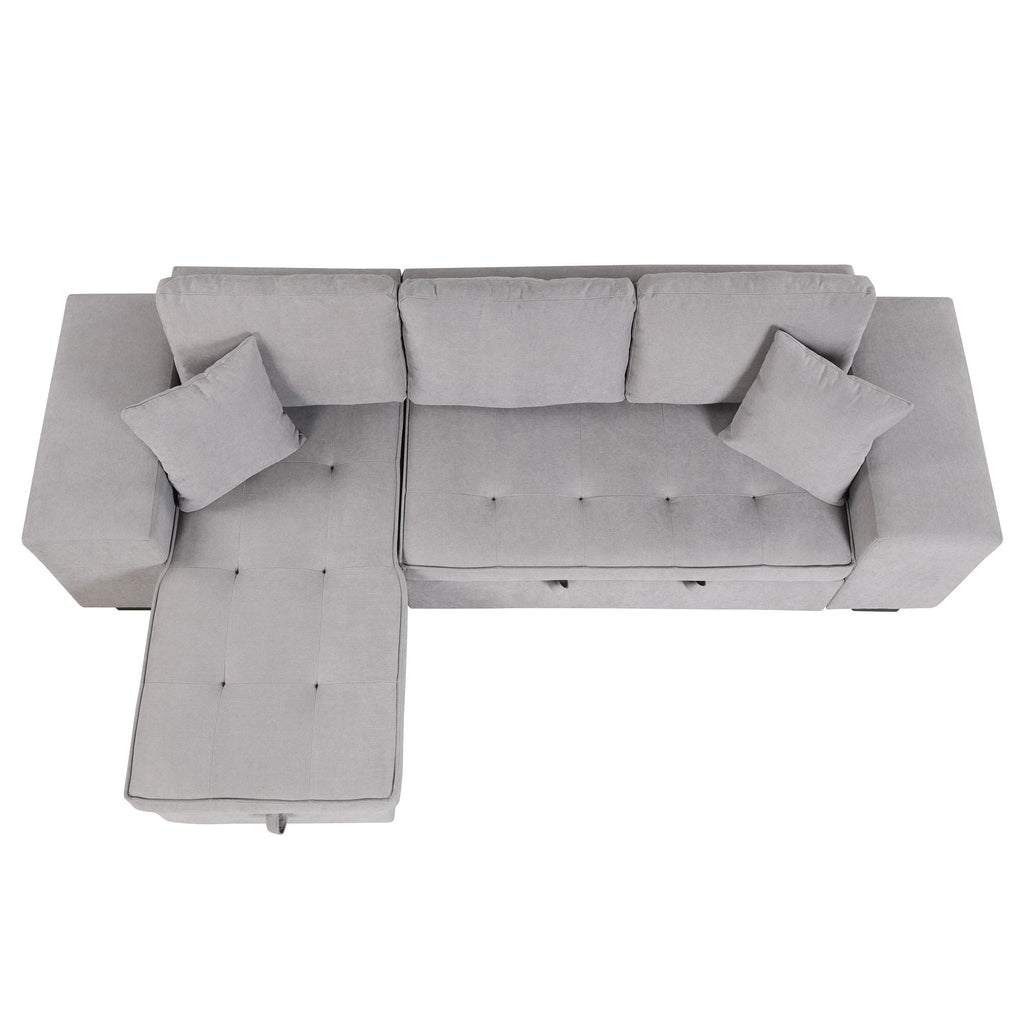Reversible L-Shape Sleeper Sectional Sofa with Storage Chaise and 2 Stools - Multiple Colors