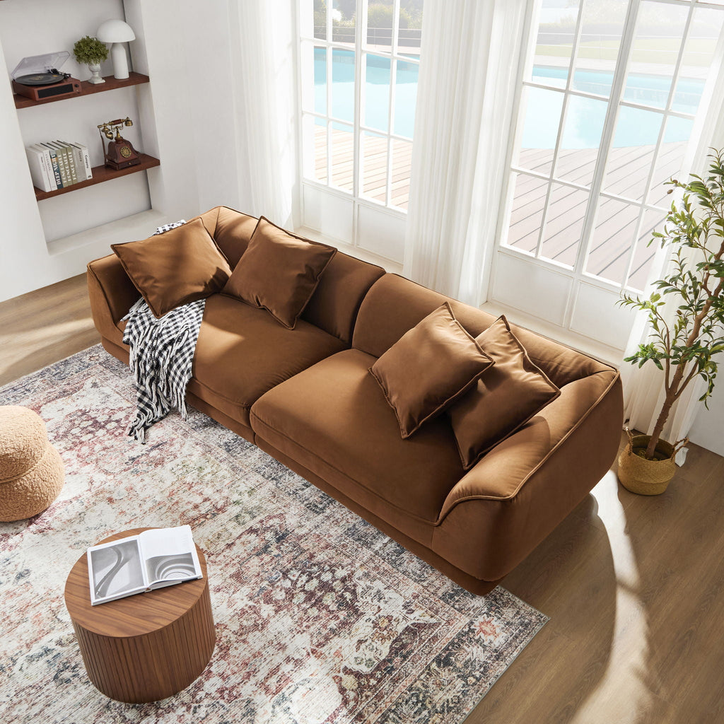 Nordic Modern Sofa With Removable Pillowcase, High Density Sponge Filling, 4 Throw Pillows