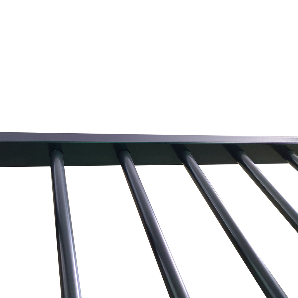 Full Size Triple Bunk Bed with Sturdy Metal Frame and Safe Stairs - Black