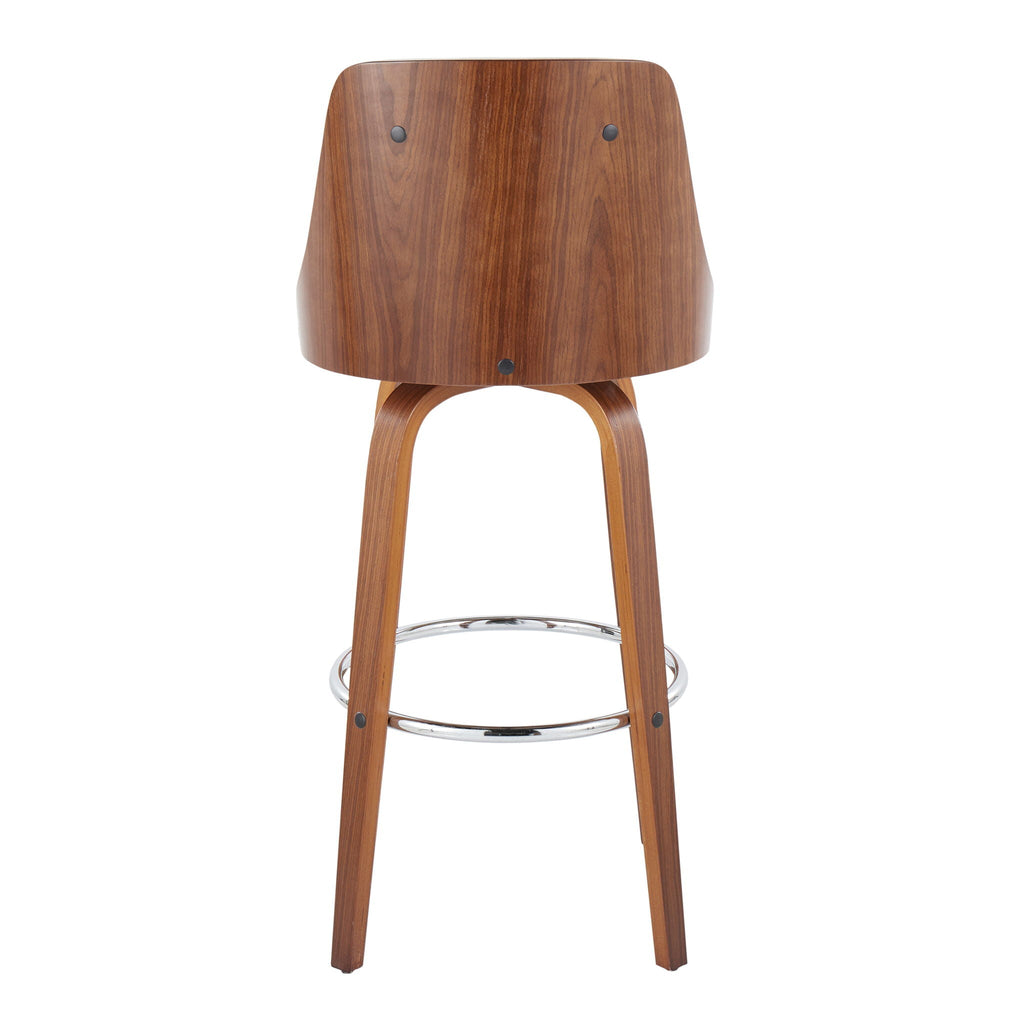Mid-Century Modern Swivel Barstool Set with Round Footrest - Multiple Colors
