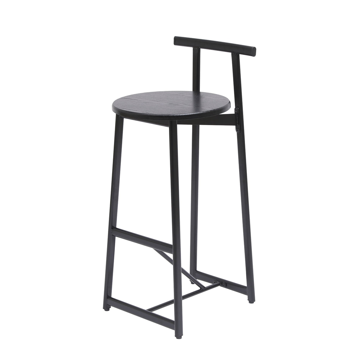 Modern Bar Stools with Backrest for Kitchen – Set of 3 – White or Black