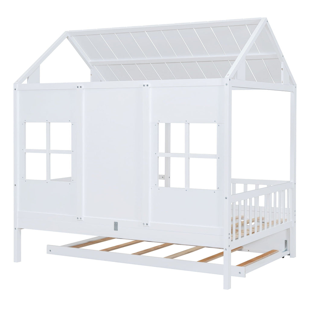 House Bed With Twin Size Trundle, Daybed