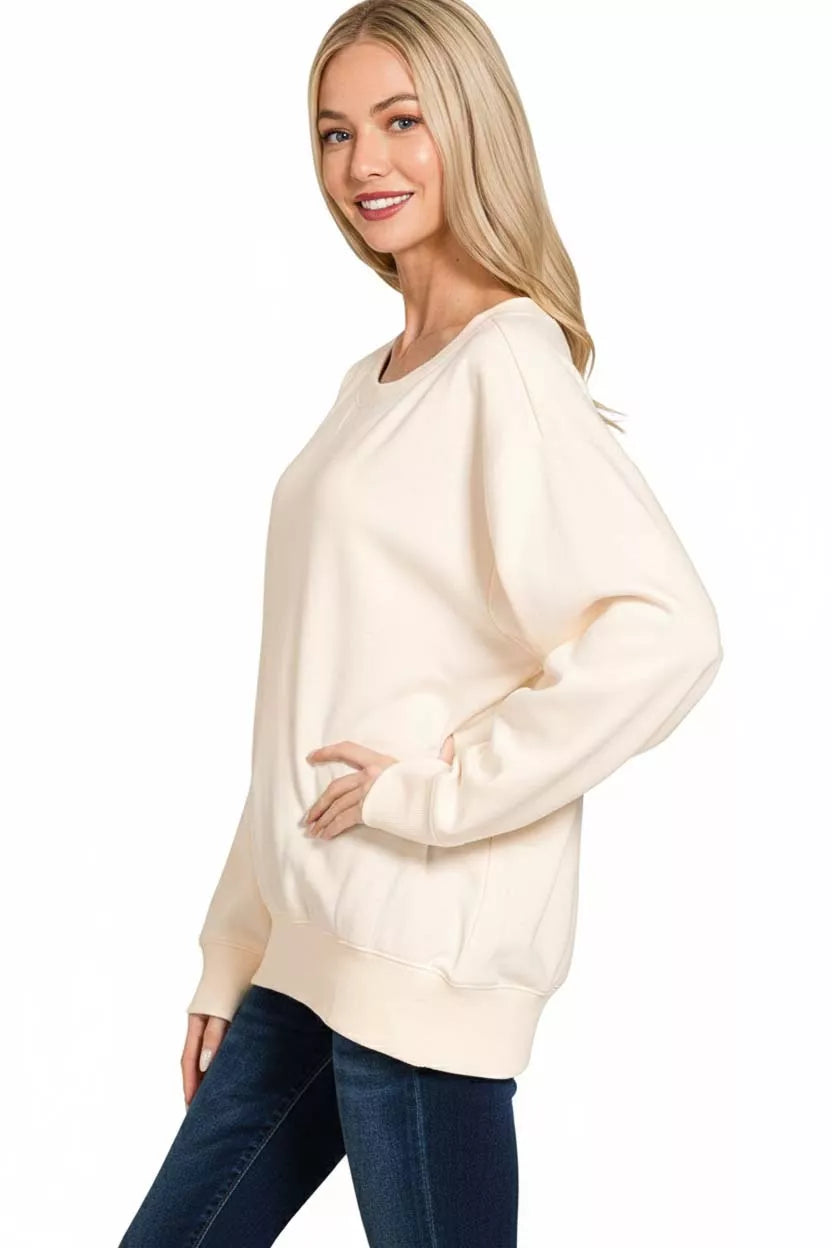 Zenana Fleece Boat Neck Sweatshirt