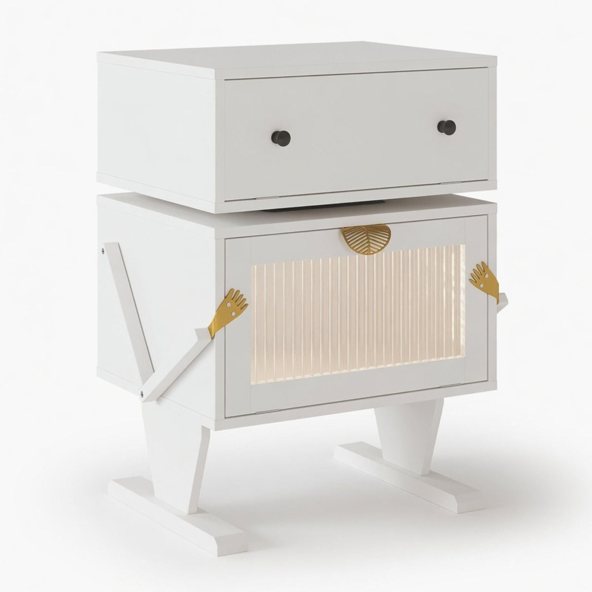 Robot LED Nightstand with 360° Rotating Drawer - White, Pink, or Green